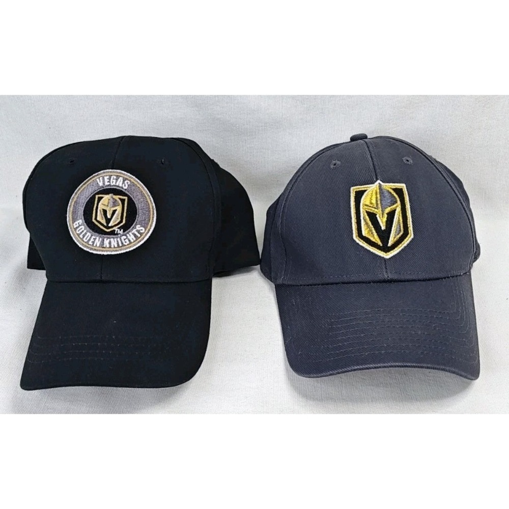 Lot Of 2‎ Las Vegas Golden Knights Hats NHL Cap Black Gold Adjustable Men's
